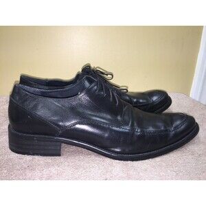 Via spiga men size 12 M Black Leather upper lining Oxfords dress shoes Pre-owned